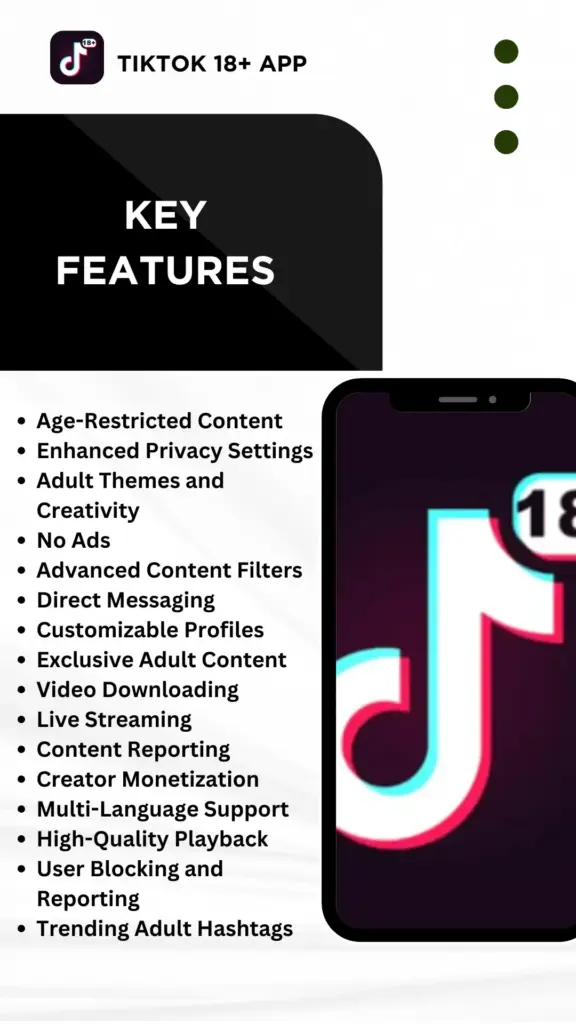 features of TikTok 18+